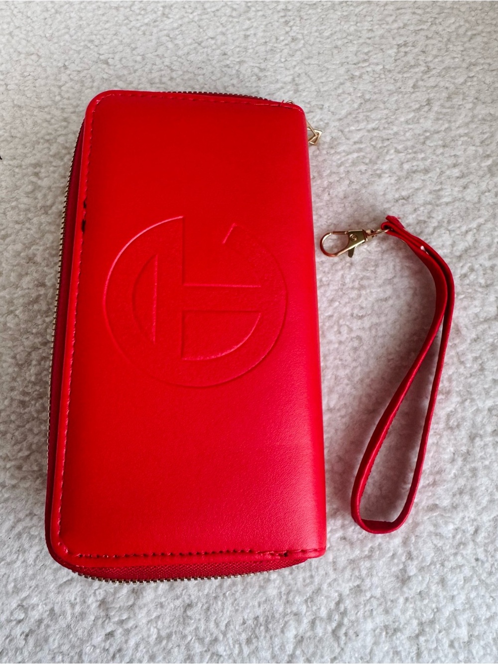 Red Zip Wristlet wallet with Detachable Strap